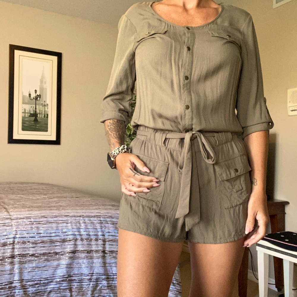 Guess Military inspired long sleeve short romper